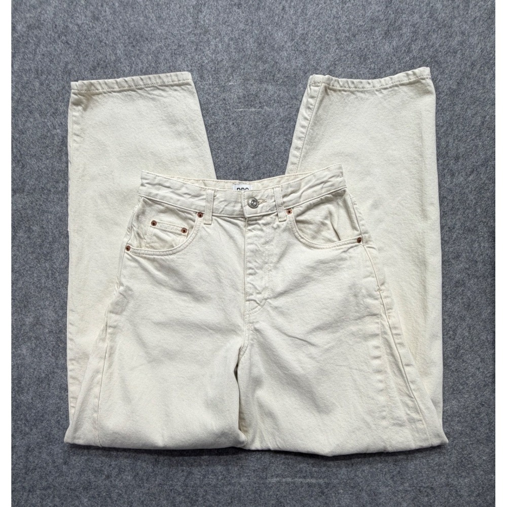 BDG Urban Outfitters Logan Cream High Rise Wide Leg Cinch Back Jeans W26 L32